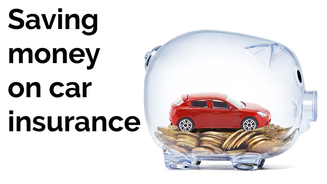 Text on image: Saving money on car insurance