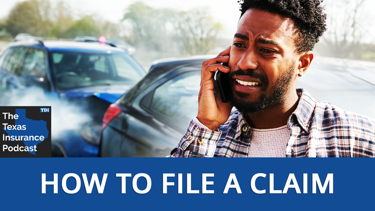 Text on image; How to file a claim