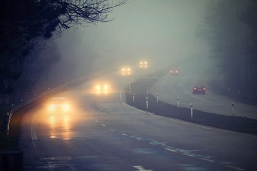 Drivers of a foggy road