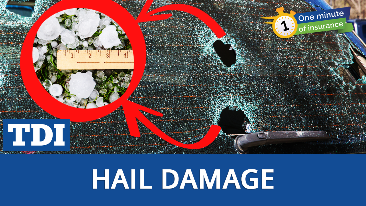 Text on image: Hail damage