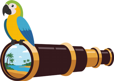 Parrot with a telescope