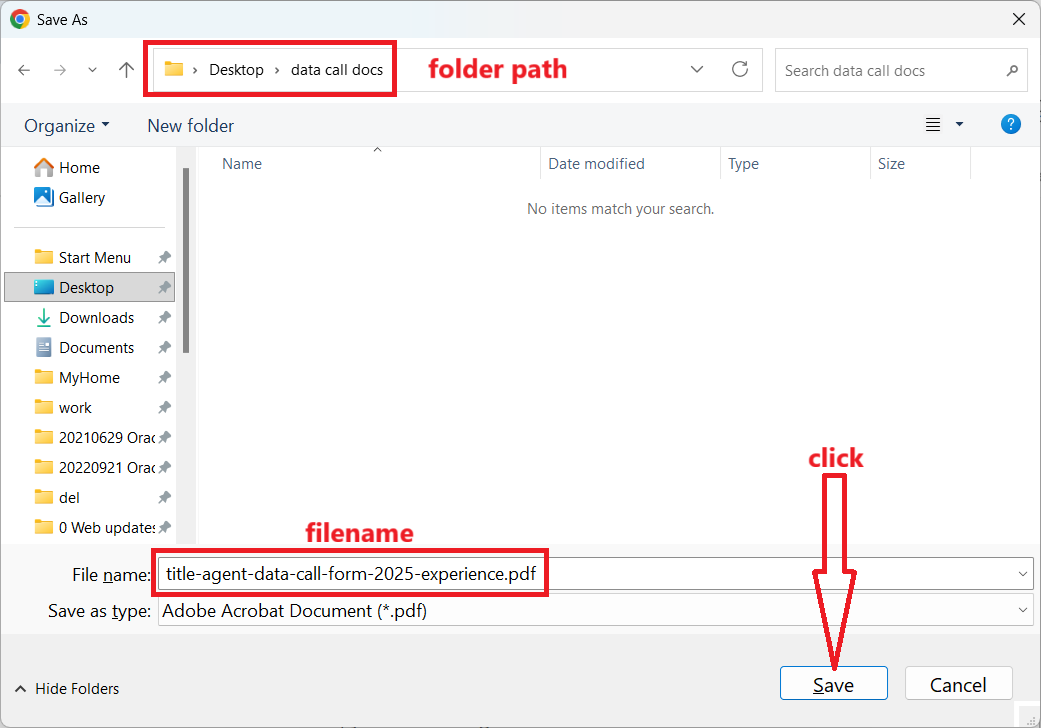 note both the folder path and the file name before clicking the Save button