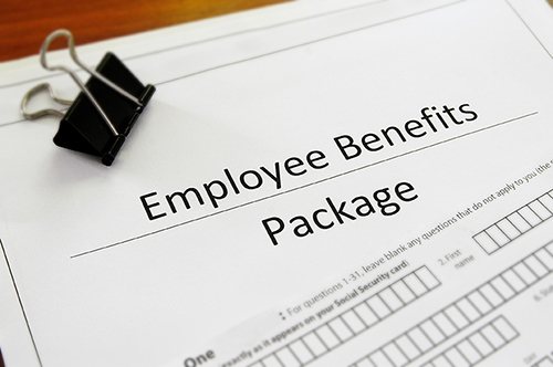 A form called “employee benefits package.” The form could include health, life, and disability insurance information.